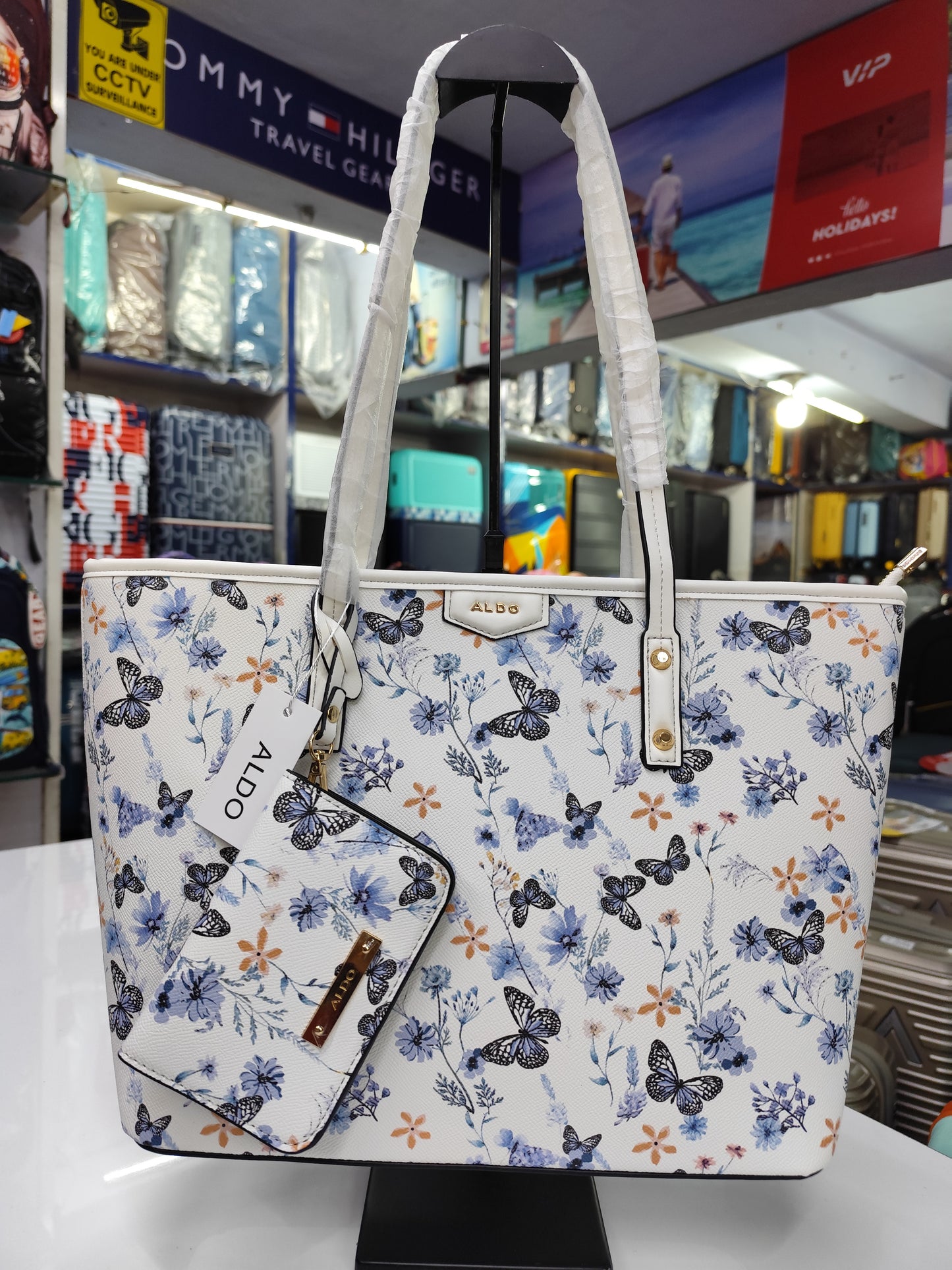Floral Women's Tote Bag with Matching Zip Pouch