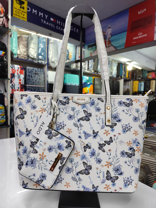 Floral Women's Tote Bag with Matching Zip Pouch