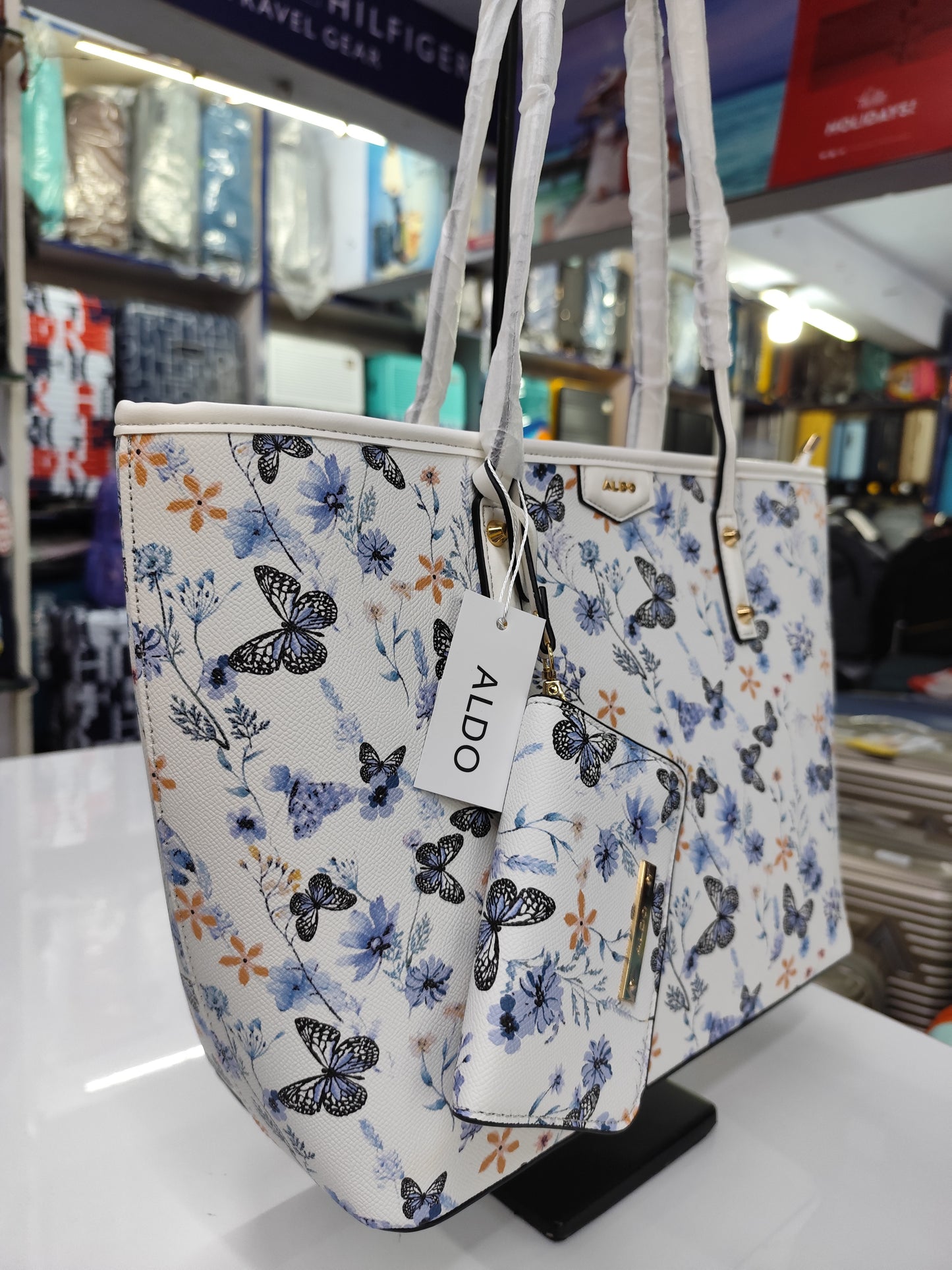 Floral Women's Tote Bag with Matching Zip Pouch