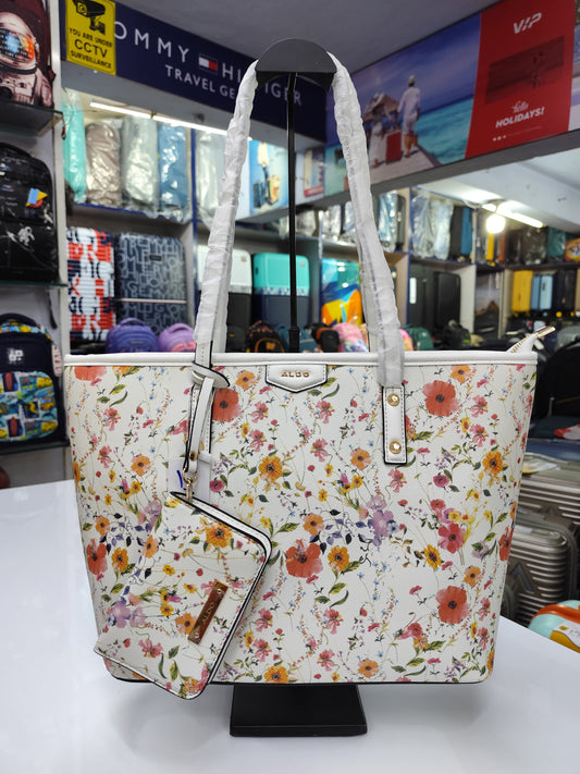 Floral Women's Tote Bag with Matching Zip Pouch