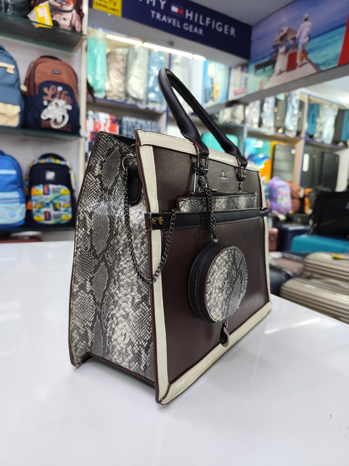 Women's Premium Leopard Print Structured Tote Bag