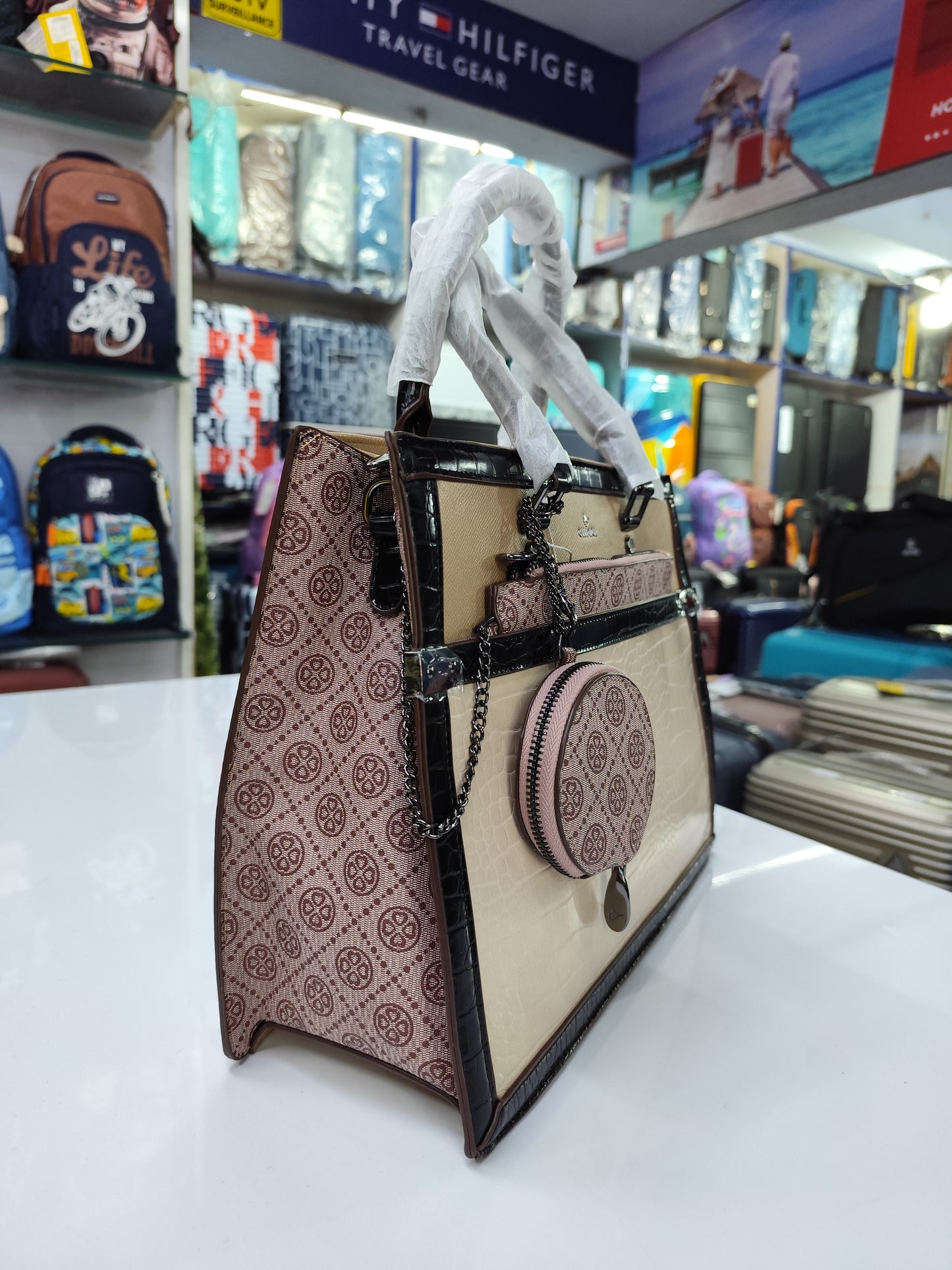 Women's Premium Leopard Print Structured Tote Bag