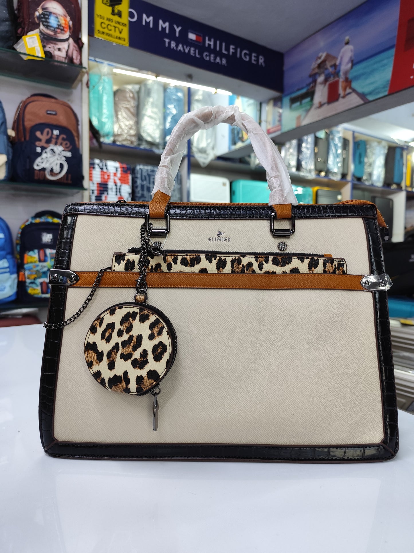 Women's Premium Leopard Print Structured Tote Bag